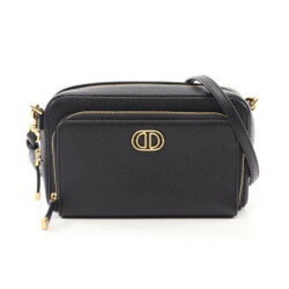 Dior Caro Double Shoulder Bag Leather Black - Picture 1 of 5